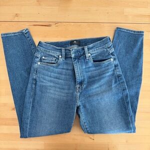 7 For All Mankind High Waist Ankle Skinny Jean in Medium Lyle Wash Size 28